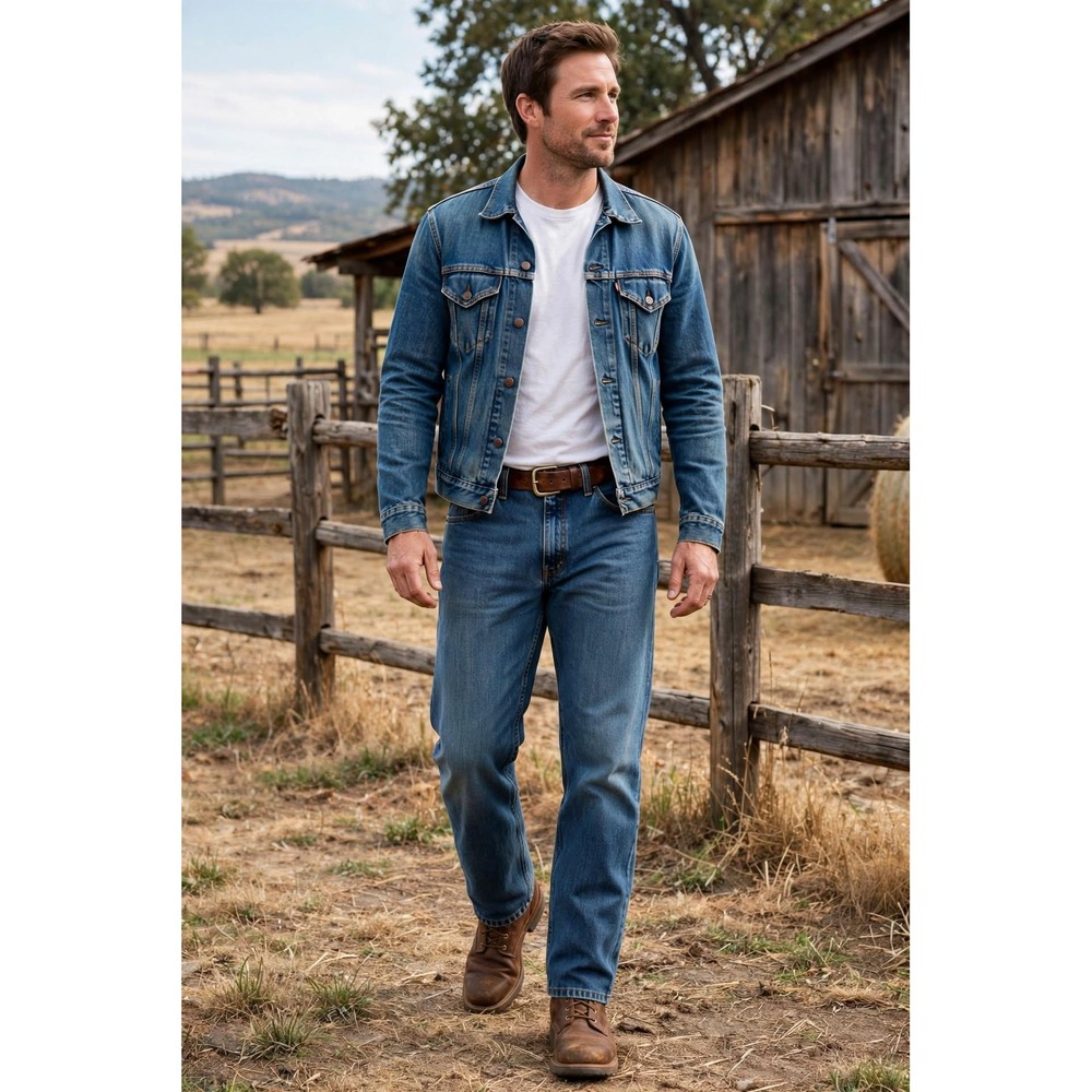 Wrangler Mens 36x30 20x Relaxed Fit Work Jeans Medium Blue Denim